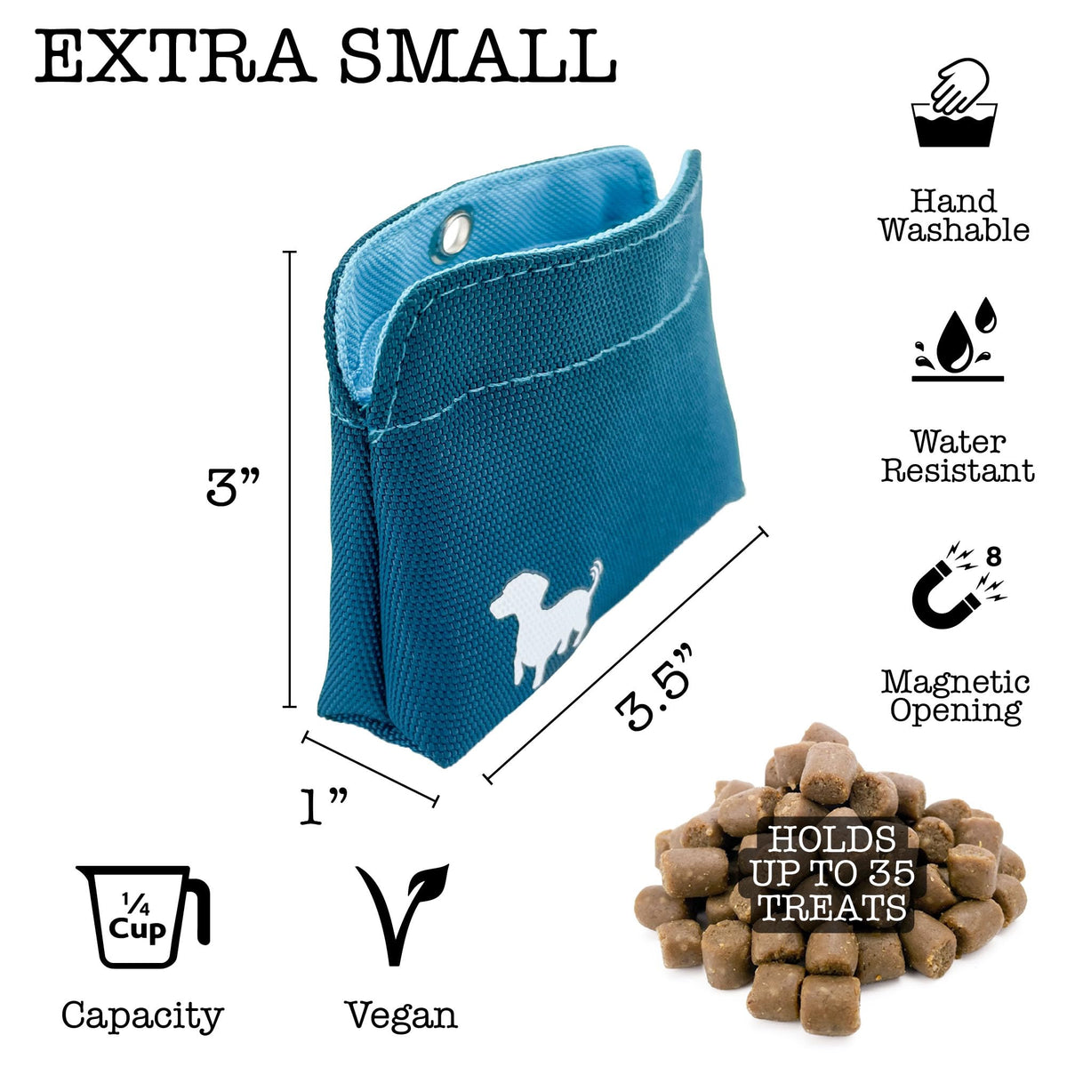 Turquoise Dog Treat Pouch with Magnetic Closure X4169