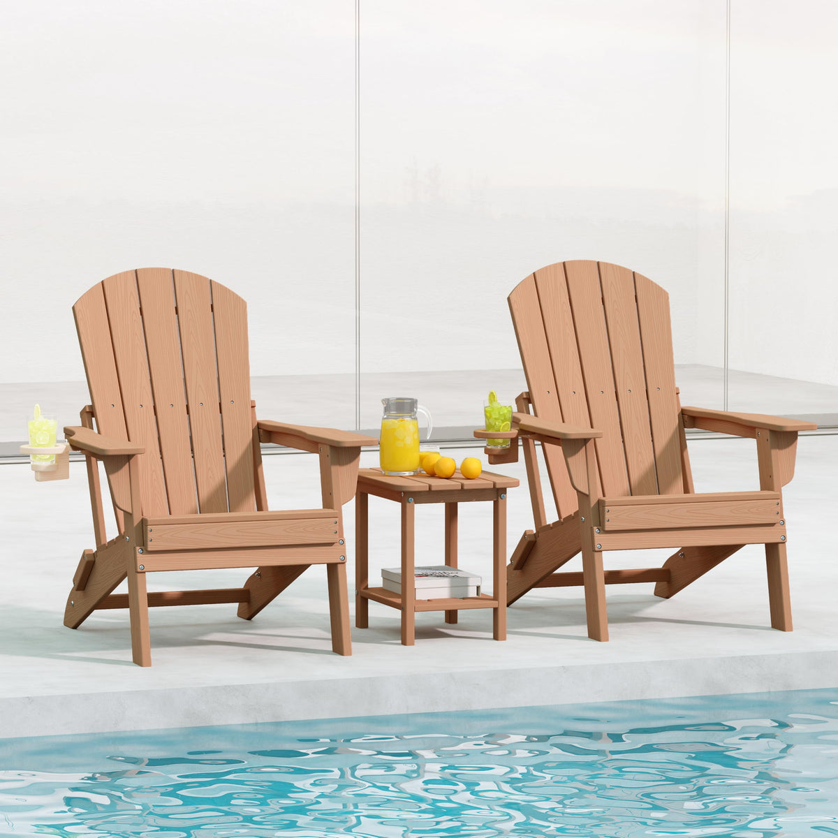 Adirondack Chair Set of 2 with Cup Holders & Table K6369