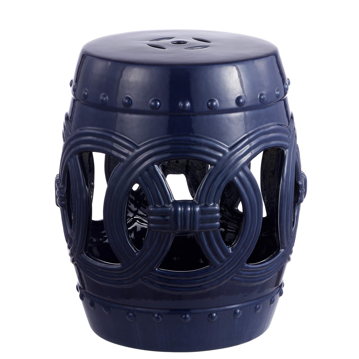 Navy Ceramic Garden Stool Side Table S14443
