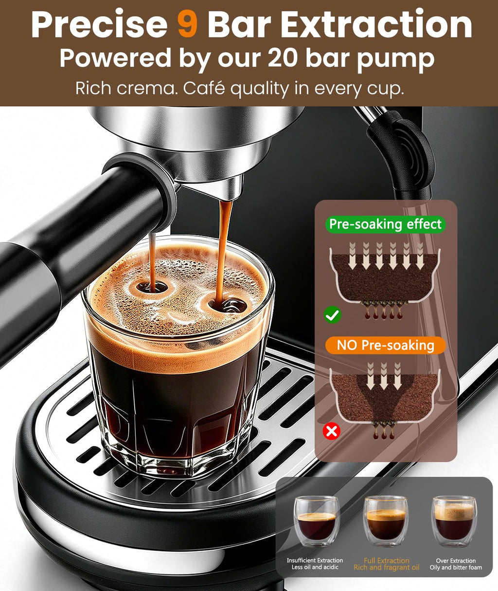 20 Bar Espresso Coffee Machine with Milk Frother Y778