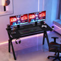47 Inch Carbon Fiber Gaming Desk with Cup Holder and Headphone Hook N906147