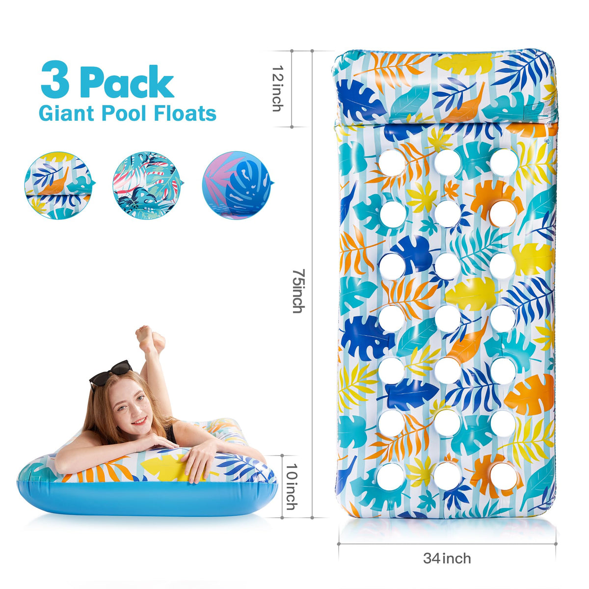 3 Pack Inflatable Pool Floats N75048