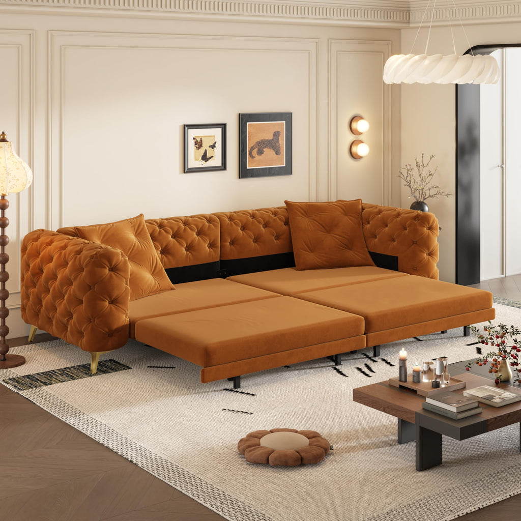 Orange Velvet Sofa Bed M779