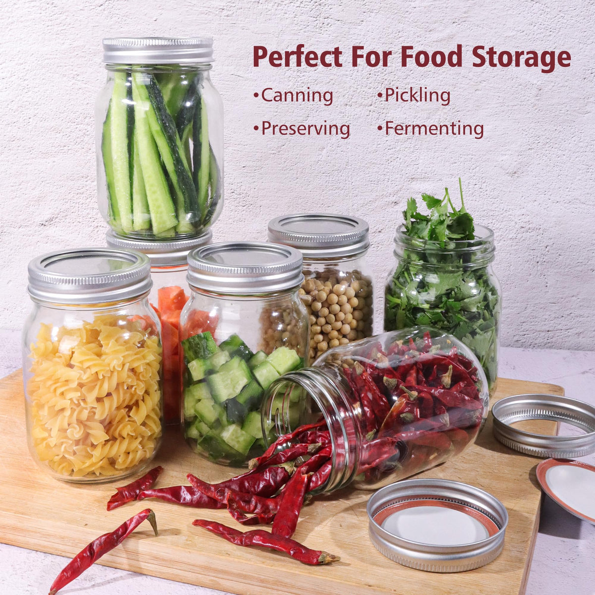 16 oz Mason Jars with Lids and Bands, 15 Pack R17976