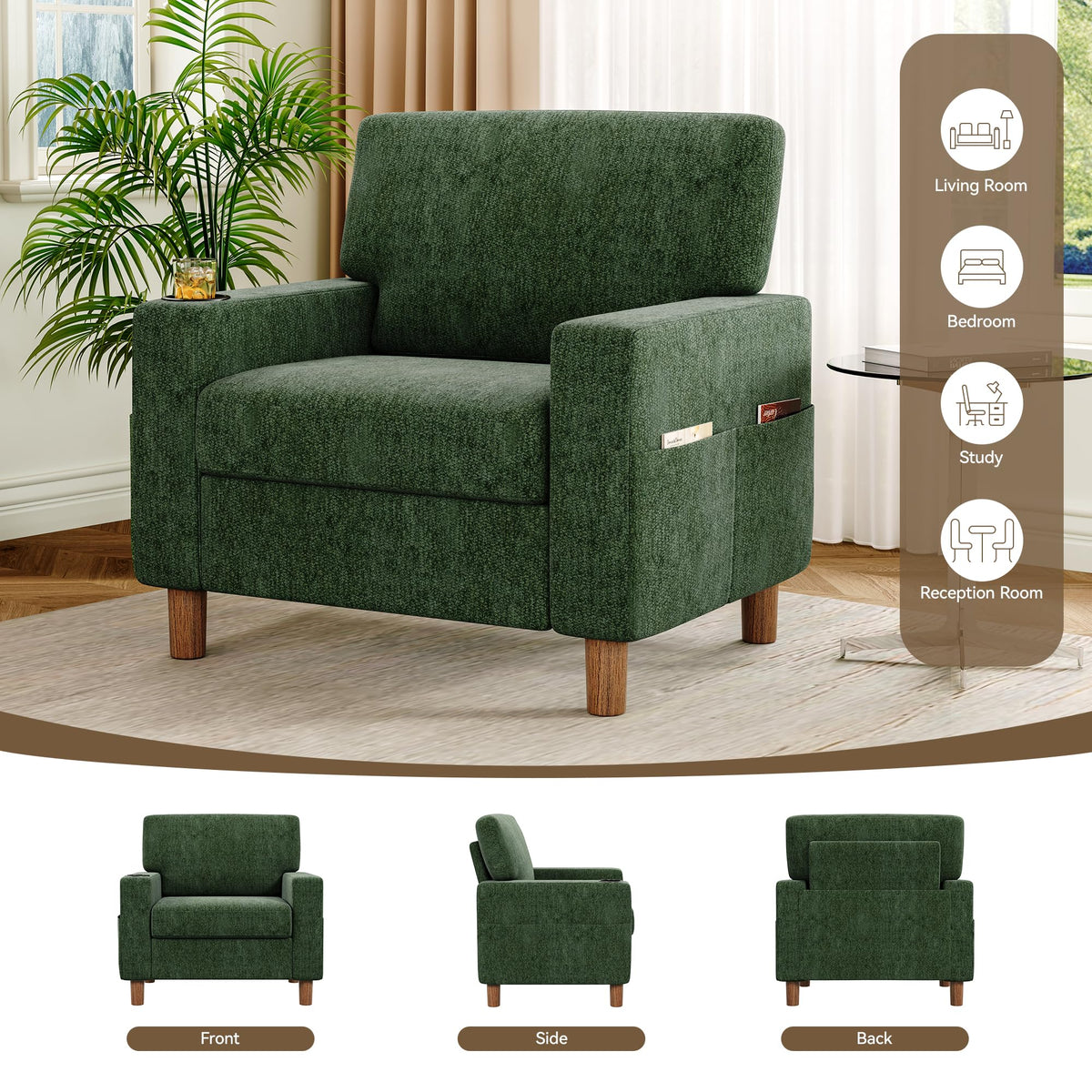 Green Mid Century Modern Accent Chair Set of 2 L754485