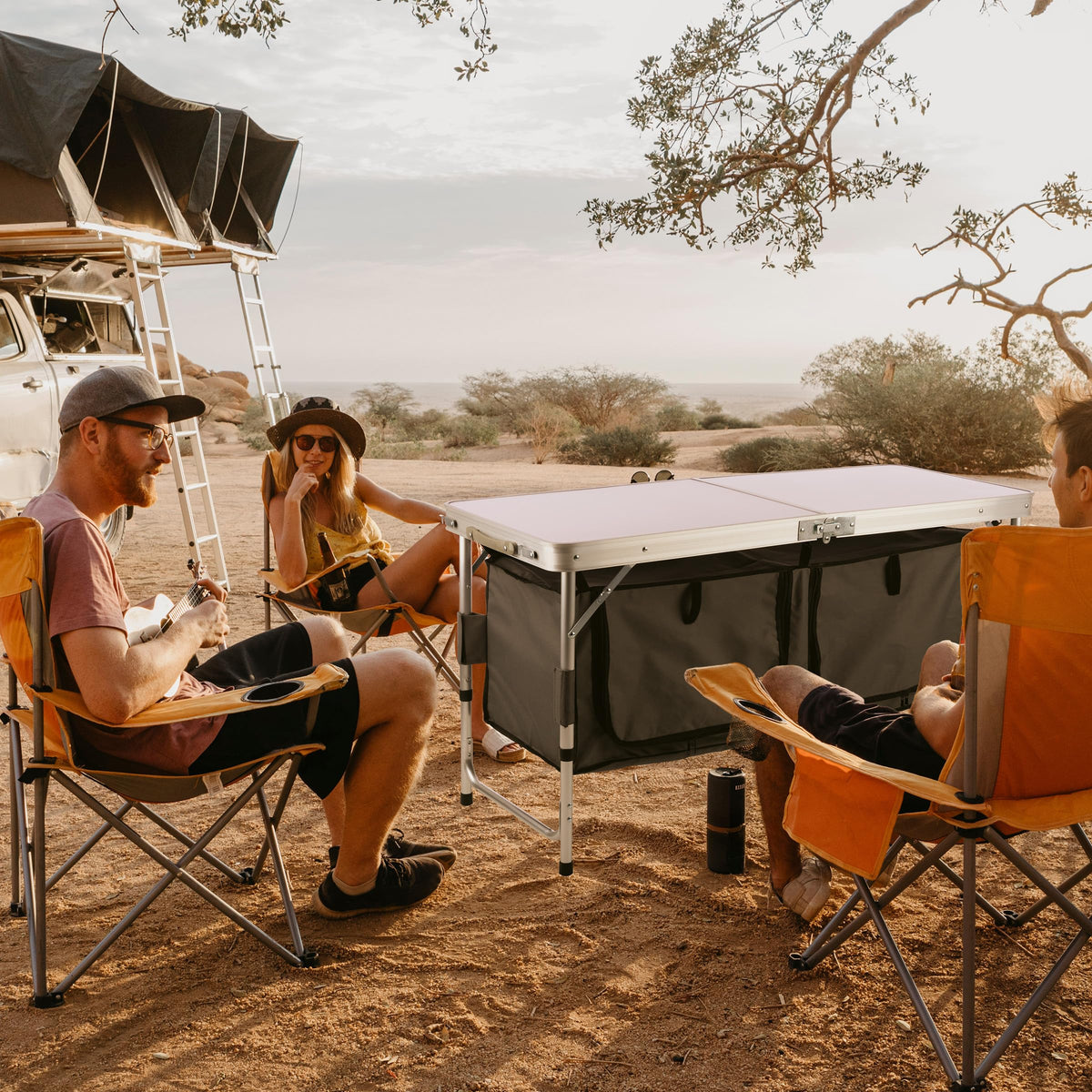 Folding Camping Table with Storage P750403