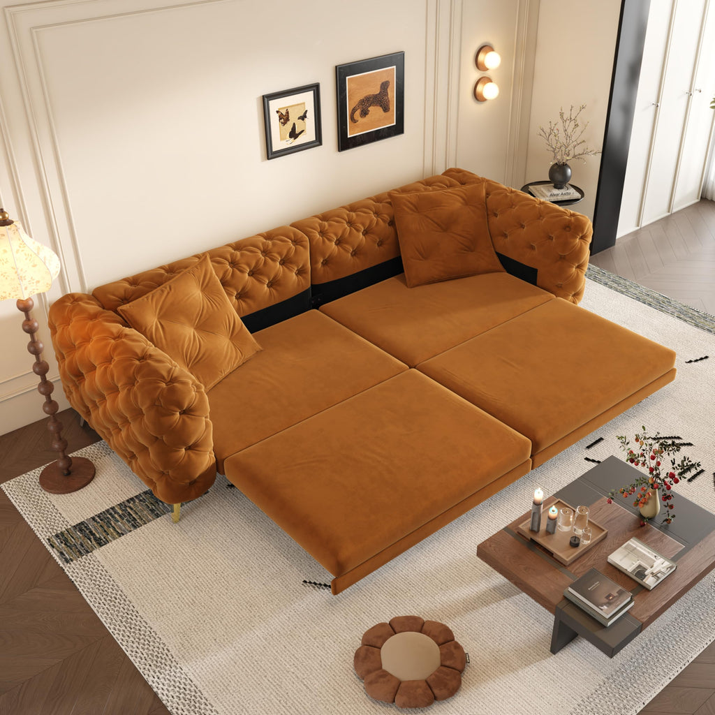 Orange Velvet Sofa Bed M779