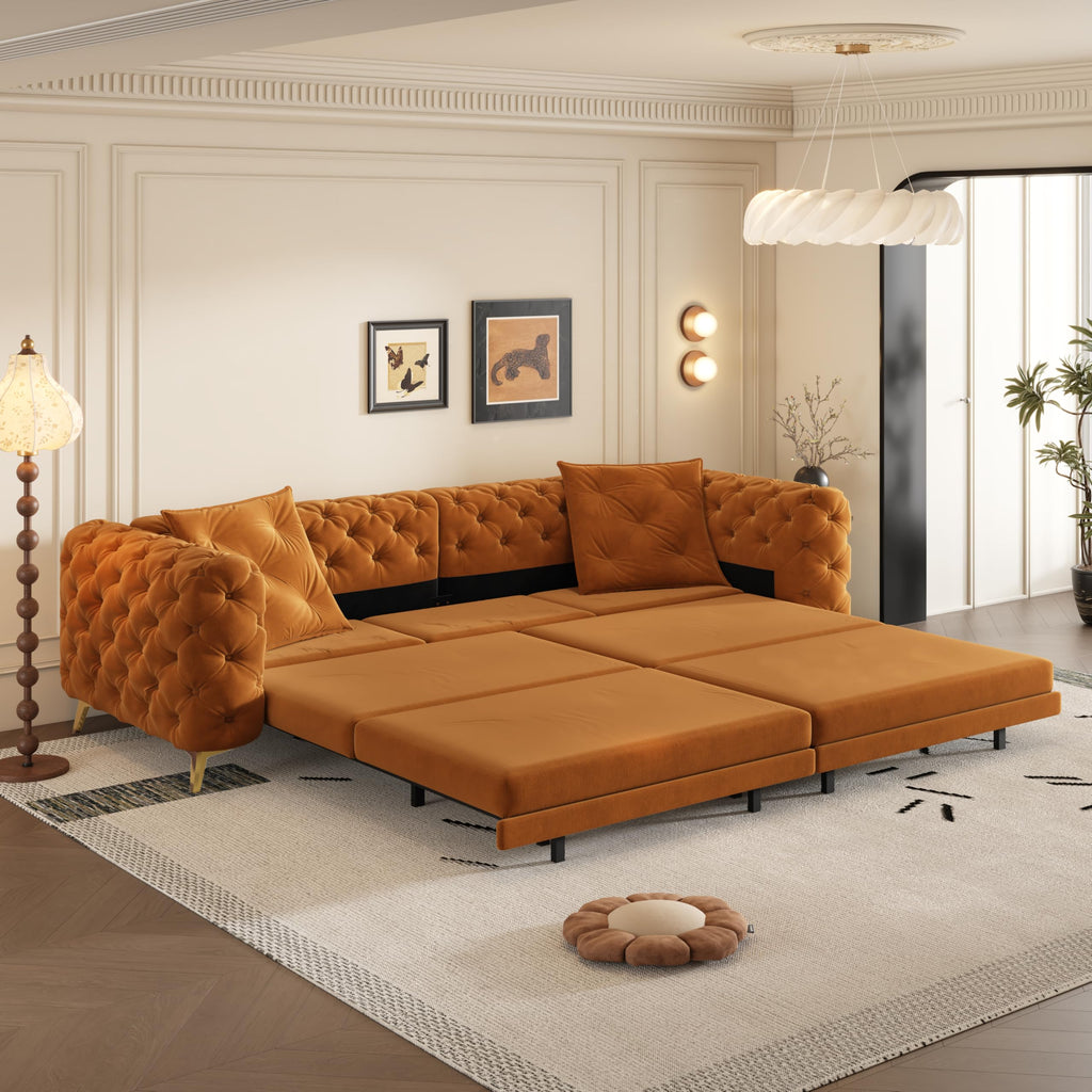 Orange Velvet Sofa Bed M779