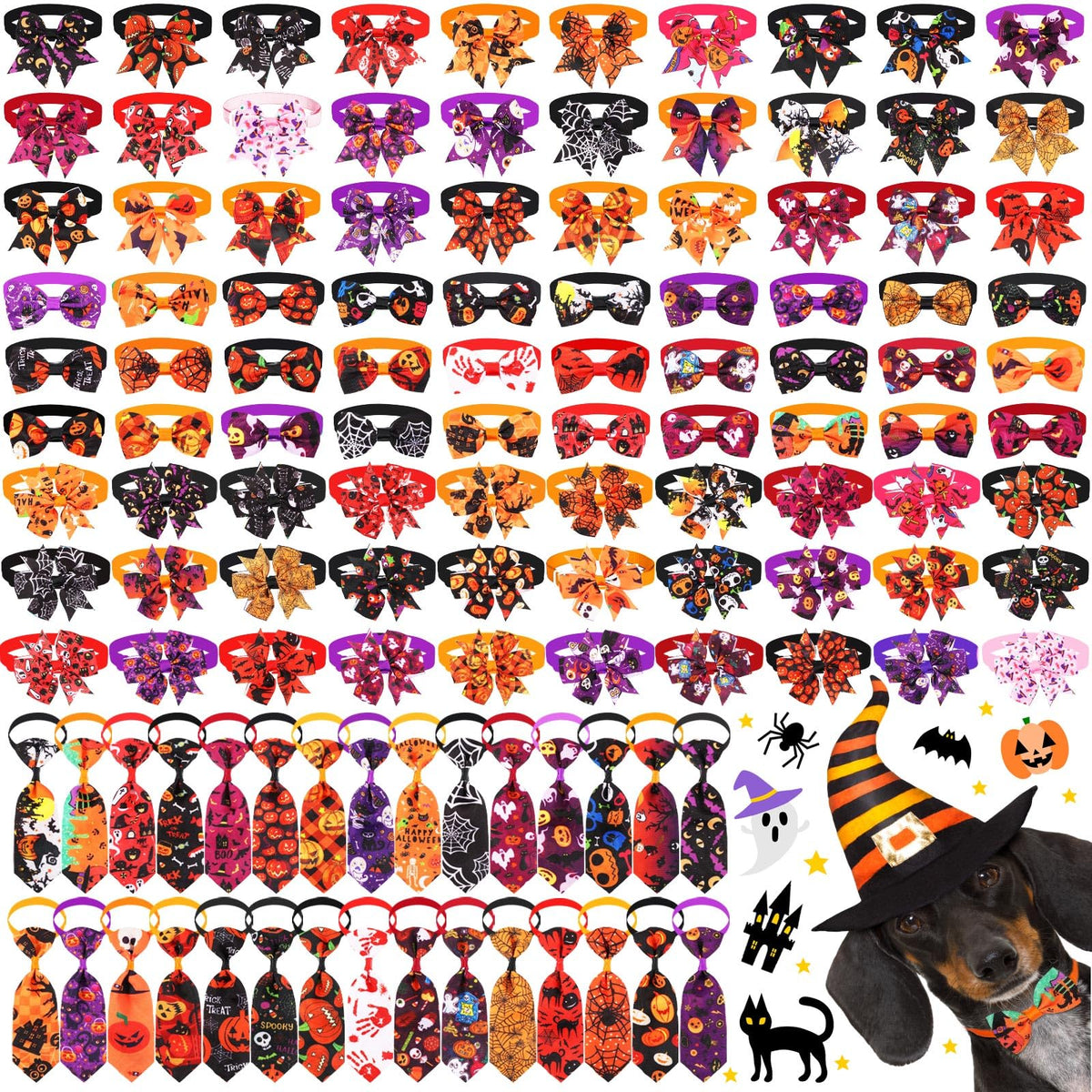 120 Pcs Dog Bow Tie Collar Set N96247