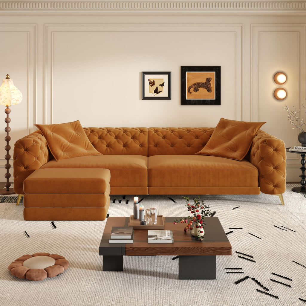 Orange Velvet Sofa Bed M779