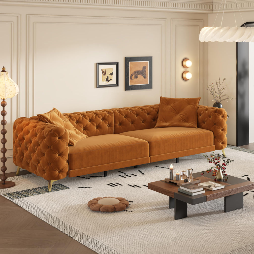 Orange Velvet Sofa Bed M779