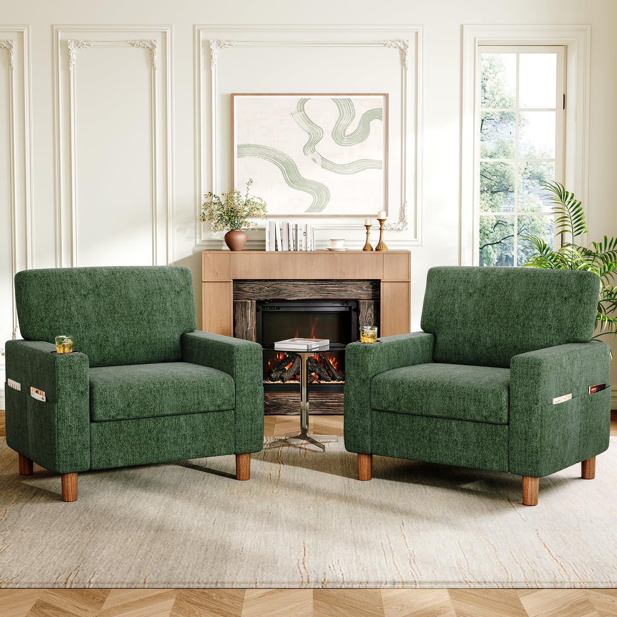 Green Mid Century Modern Accent Chair Set of 2 L754485