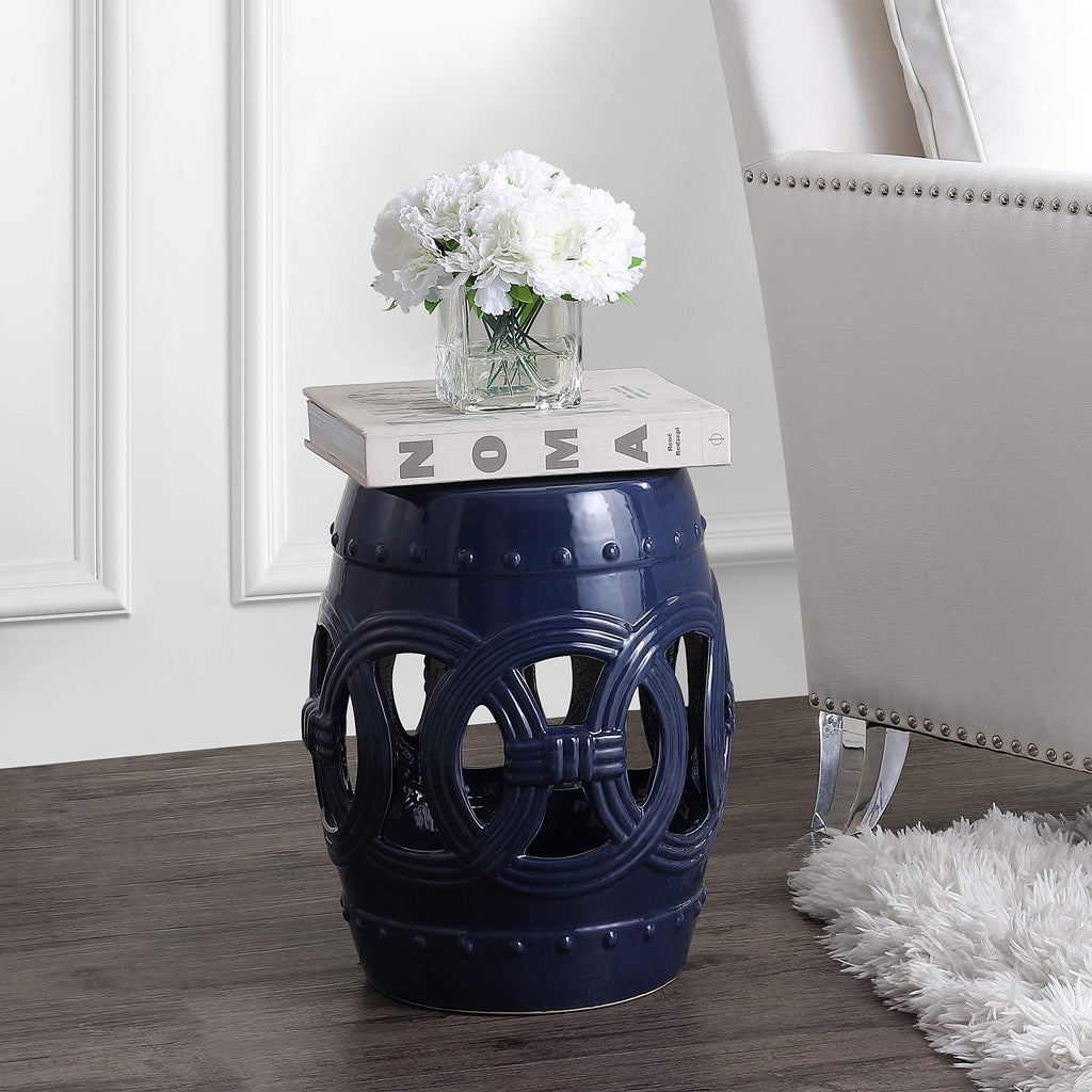 Navy Ceramic Garden Stool Side Table S14443