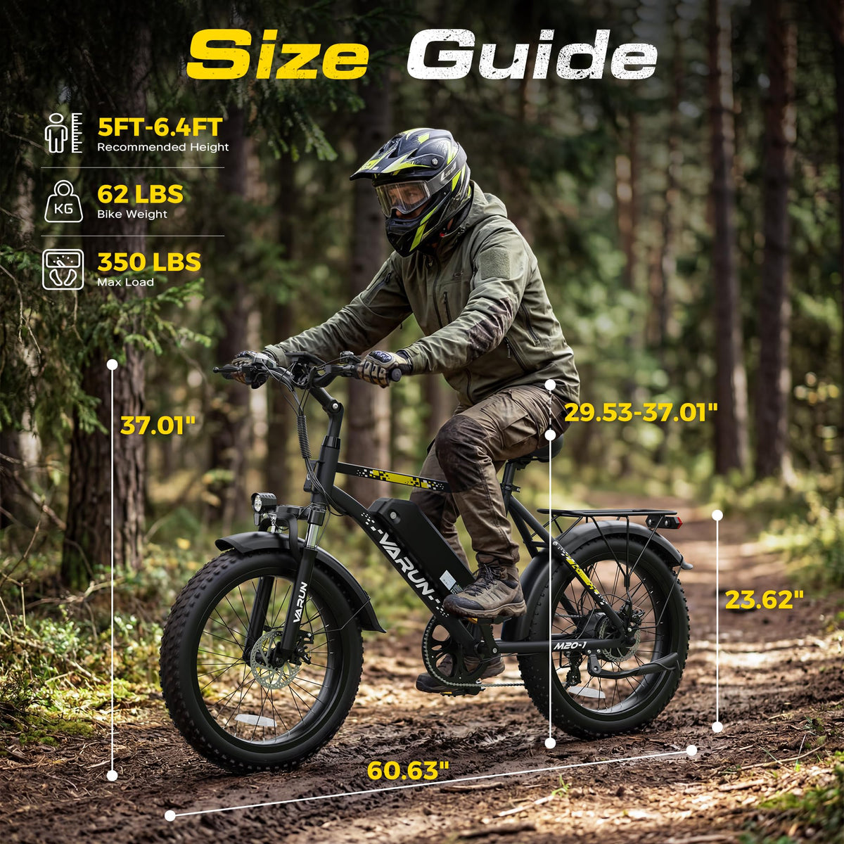 1000W Peak Motor 60+ Miles Fat Tire 20" Electric Bike L677