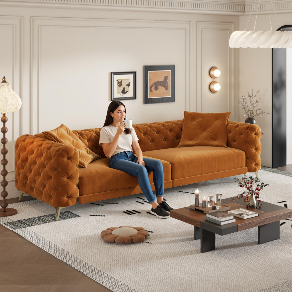 Orange Velvet Sofa Bed M779